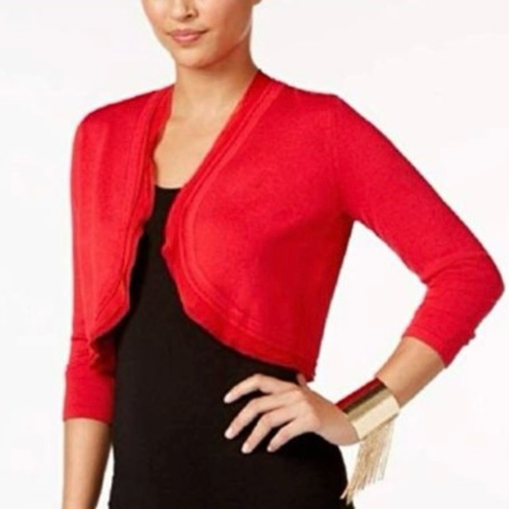 Thalia Sodi Red Sweater Cardigan 3/4 sleeve size L